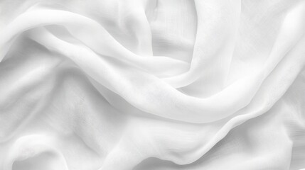 Obraz premium Elegant Draped White Fabric Texture Background: Soft, Smooth, Luxurious, Clean, Pure, Simple, Minimalist, Abstract, Silky, Sheer, Flowing, White textile, Fabric background, White cloth texture