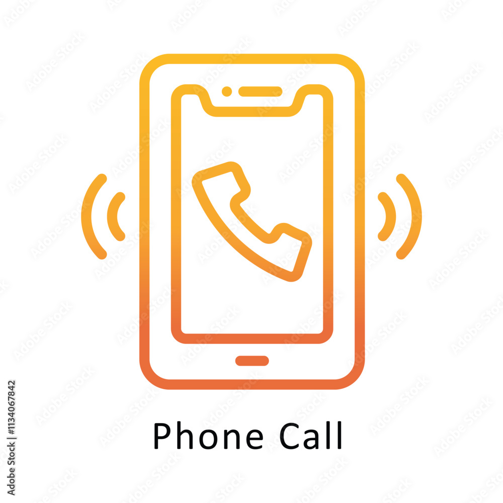 Poster phone call vevtor gradient outline icon. eps 10 file