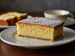 Chiffon cake, cake, food, dessert, sweet, plate, pie, slice, bread, baked, chocolate, delicious, pastry, homemade, piece, breakfast, snack, cheese, closeup, sugar, cream, coffee, tasty, banana, white,