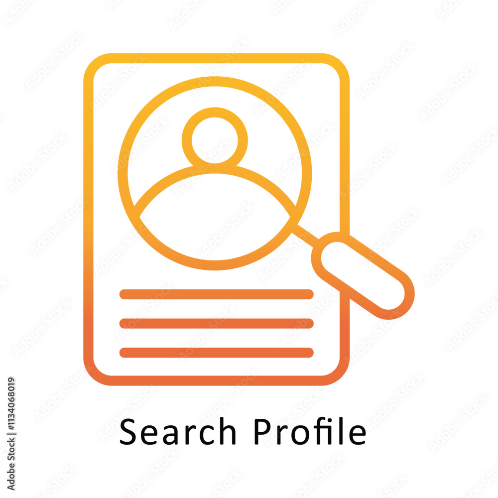 Poster search profile vevtor gradient outline icon. eps 10 file