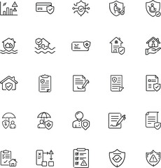Insurance Icons Protection, Security, Risk, Coverage, Policy, Claim, Home, Health, Financial, Safety