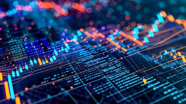 A computer screen displaying a vibrant and lively pattern of colors, creating a visually captivating display, A scatter plot showing risk vs return for various investments