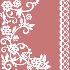 Elegant, decorative border design with lace and floral patterns.