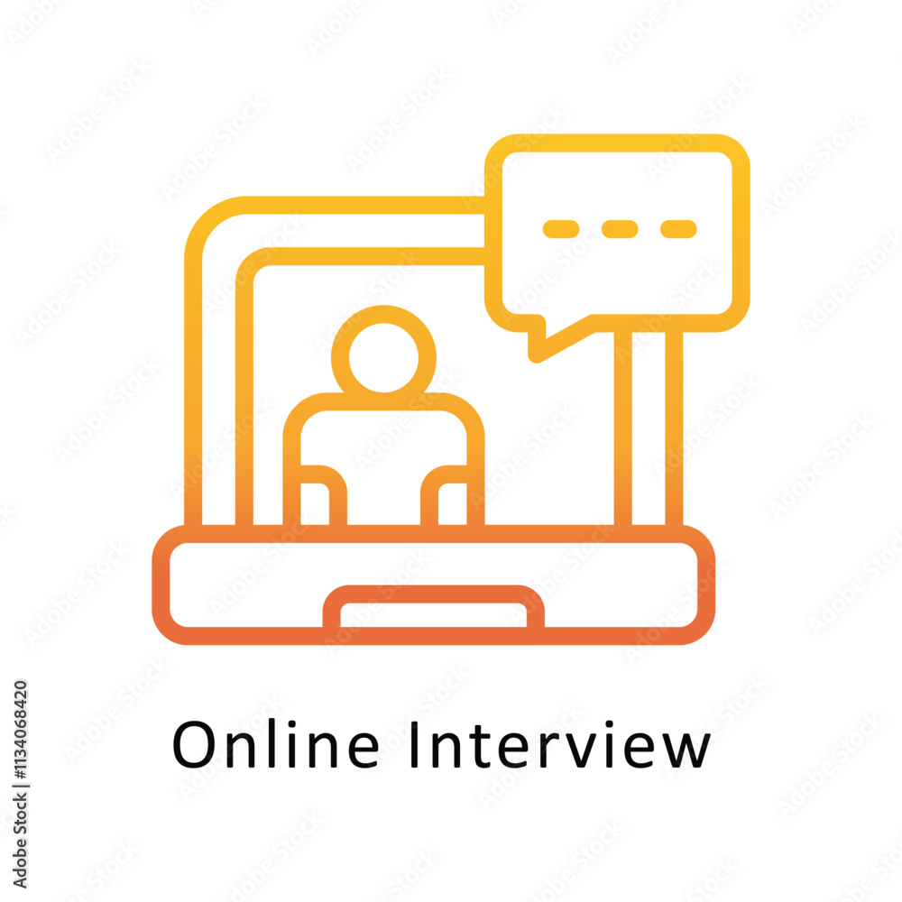 Poster online interview vevtor gradient outline icon. eps 10 file