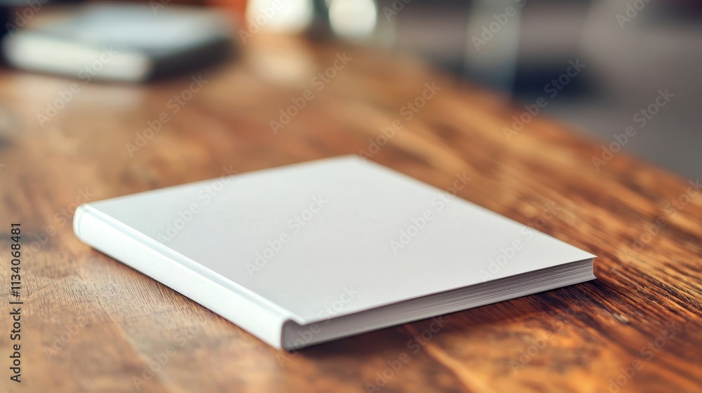 Aufkleber warehouse management inventory warehouse layout concept. a blank notebook resting on a wooden table 