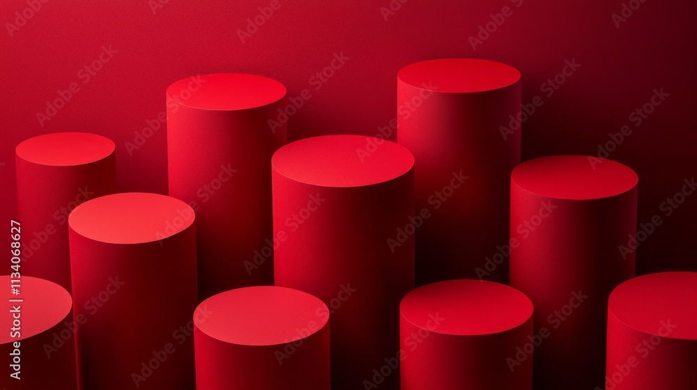Poster A red background with red cylinders on it