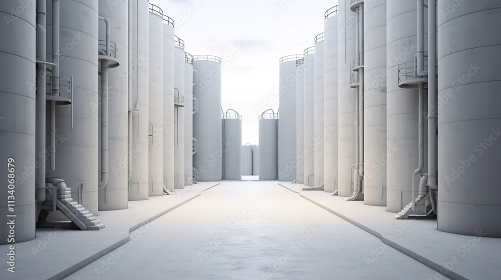 Aufkleber a sprawling cement factory with a network of interconnected silos and pipelines showcasing the effic