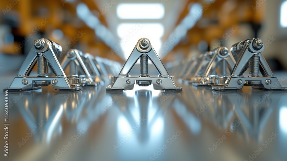 Poster precision engineering techniques in a modern industrial workspace 3d rendered tools showcase bright 