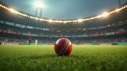 A close-up view of a cricket ball and bat on the pitch during a Pakistan Super League match