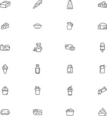 Dairy Products Icons Milk, Cheese, Yogurt, Ice Cream, and More