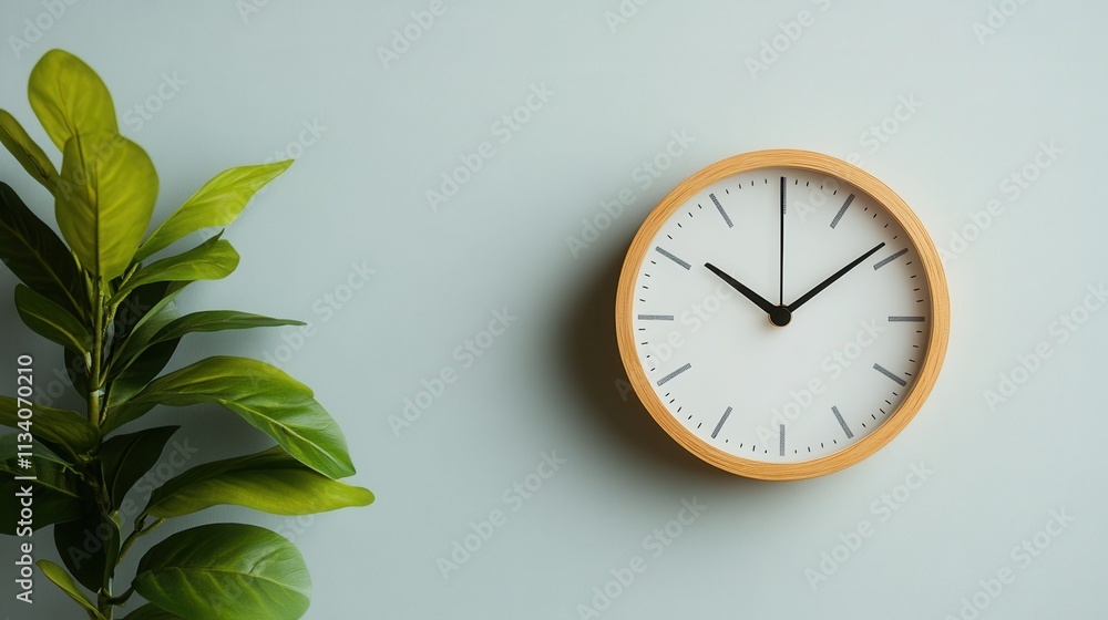 Poster time management techniques office space image of clock minimalist environment close-up view producti