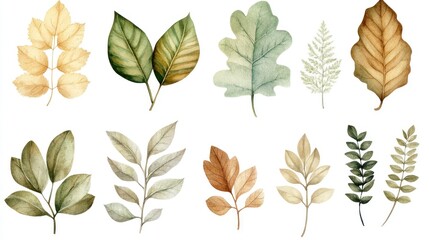 Watercolor Collection of Botanical Leaves