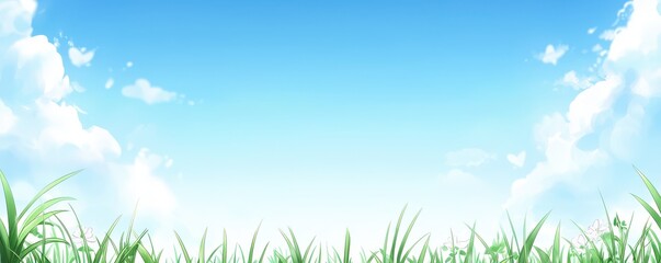 Serene nature scene open field digital illustration clear sky panoramic view tranquility and beauty