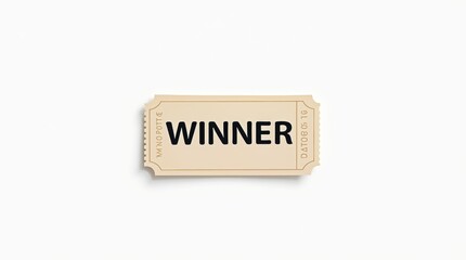 A minimalist depiction of a winning lottery ticket with "WINNER" in bold, placed on a plain white background. Clean design focusing on simplicity and clarity.