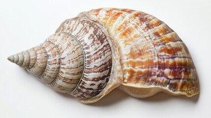 Fototapeta premium Full-body image of an aquatic snail with its shell visible on a white background.