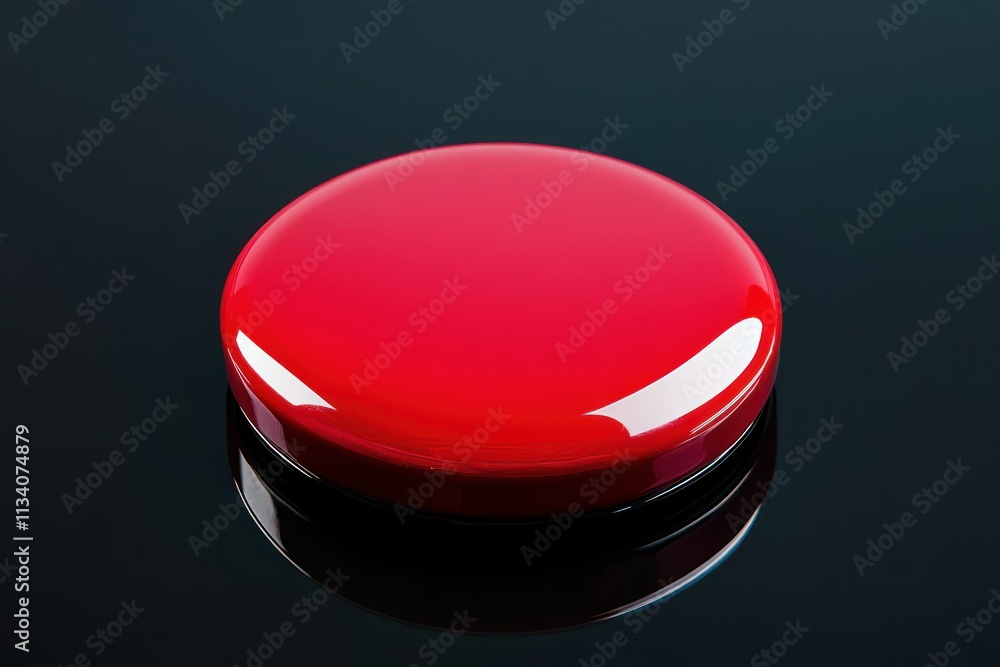 Poster glossy red round object on dark surface
