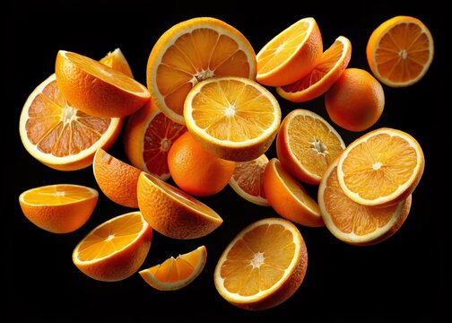 Orange Slices Bouncing Loopable Night Photography