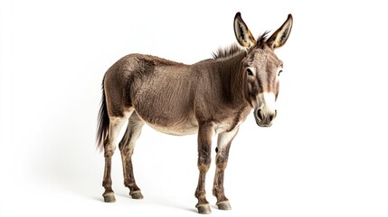 Obraz premium Full-body image of a donkey standing on a white background.