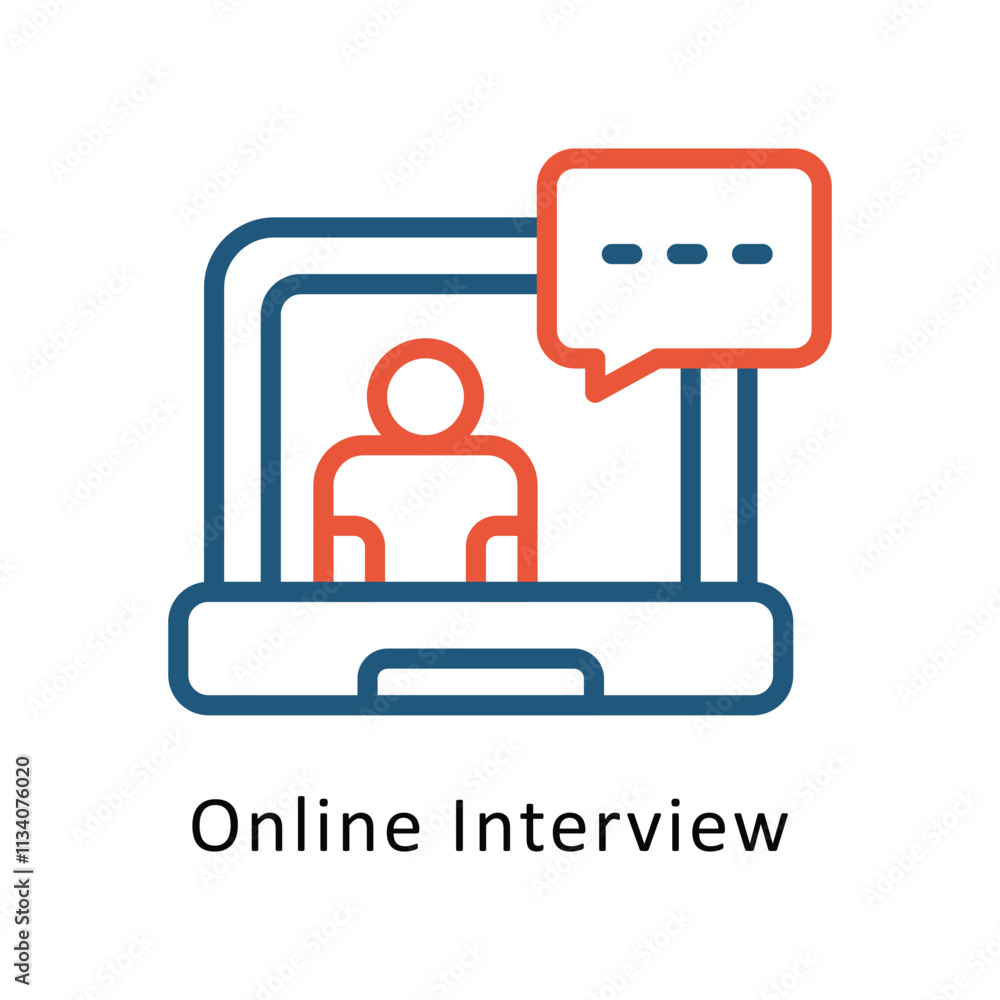 Poster online interview vector two color icon. eps 10 file