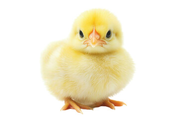 Obraz premium Baby Chick Stands Alert, Isolated on PNG Transparent Background