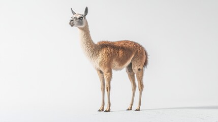 Obraz premium Full-body image of a llama with its long neck on a white background.