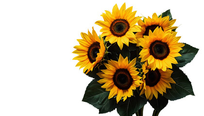 Fototapeta premium bouquet of sunflowers on black background top down copy space