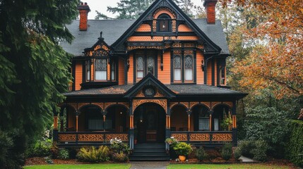 Fototapeta premium Victorian house with intricate woodwork.