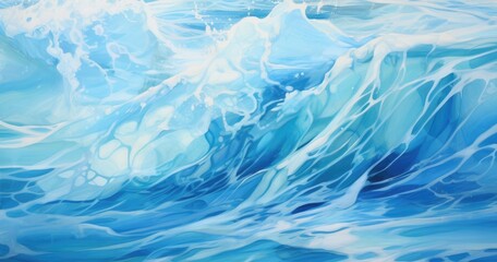Obraz premium beautiful underwater view of ocean waves, water texture, close up, hyper realistic oil painting