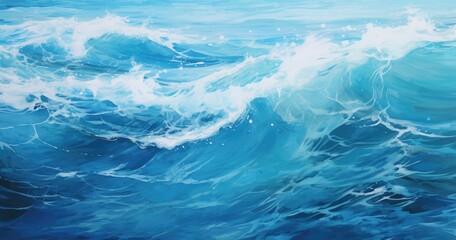 Fototapeta premium beautiful underwater view of ocean waves, water texture, close up, hyper realistic oil painting