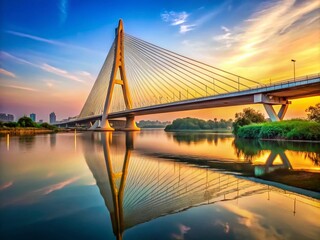 Obraz premium Yamuna River Bridge Delhi Architectural Photography AI Art