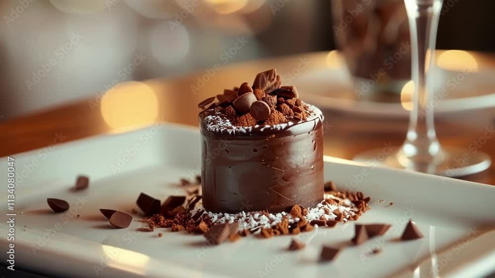 Poster hazy view of a chocolate experience capturing the essence of indulgence.