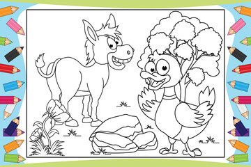 coloring cute animal cartoon for kids