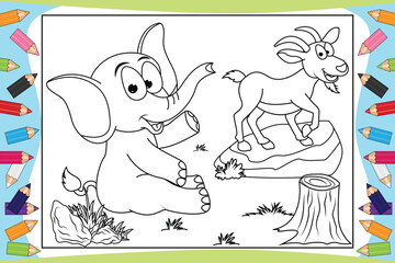 coloring cute animal cartoon for kids