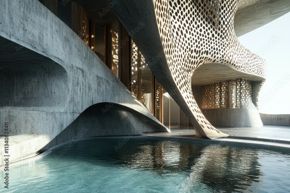 Poster modern architectural design with unique structure features