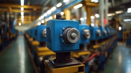 Industrial equipment operation manufacturing facility machinery interior close-up view technology and innovation