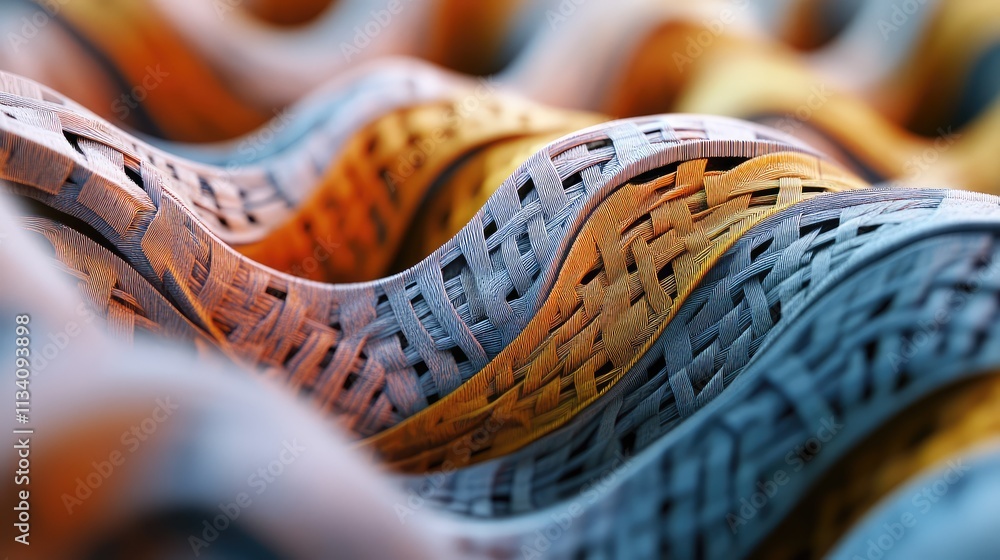 Aufkleber a 3d representation of a woven fabric structure, with strands of fibers interlacing to create a stro