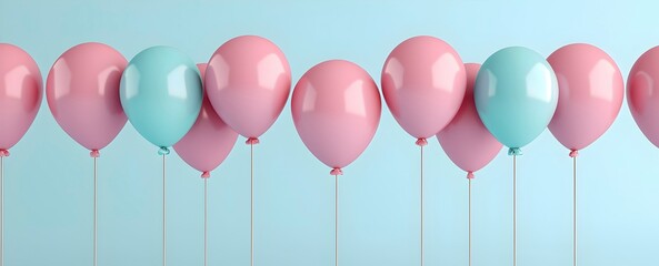 Colorful Balloons on Blue Background