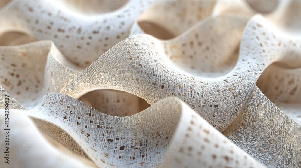 Aufkleber a 3d representation of a woven fabric structure, with strands of fibers interlacing to create a stro