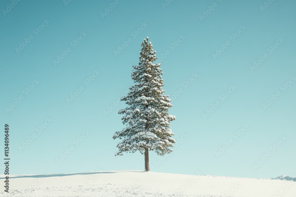 Canvas Prints Snowy hill with a single tree