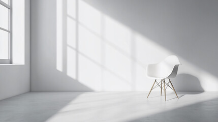 Minimalist interior featuring a chair and natural light.