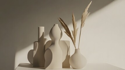 Minimalist Abstract Composition with Clean Lines, Neutral Tones, and White Space, Featuring Modern Design Elements and Sleek Sophistication Inspired by Design Trends