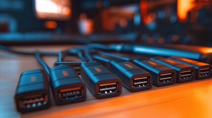 Connecting devices usb cable setup in a tech environment close-up view modern connectivity concepts