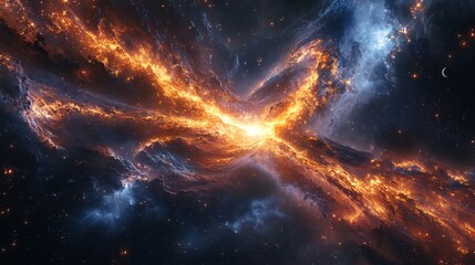 Fototapeta premium A bright orange and blue starry sky