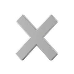 Silver X Marks the Spot Isolated on PNG Transparent Background