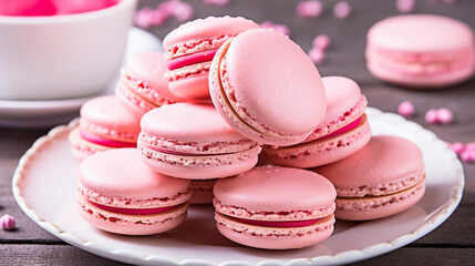 Fototapeta premium Pink Macaroons on a Plate