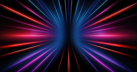 Black background with beautiful neon rays. Vector illustration for graphic design or video cards