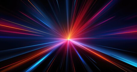 Black background with beautiful neon rays. Vector illustration for graphic design or video cards