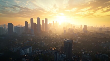 Fototapeta premium Jakarta Cityscape with Office Buildings at Sunrise