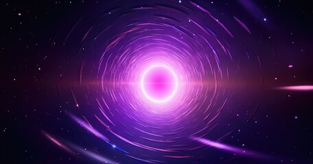 Fototapeta premium black hole, beautiful color background with beautiful rays of light, black silhouette spaceship flying towards the center of space