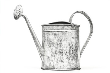 A vintage metal watering can, designed for gardening and plant care.